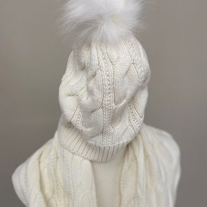 white scarf & hat set